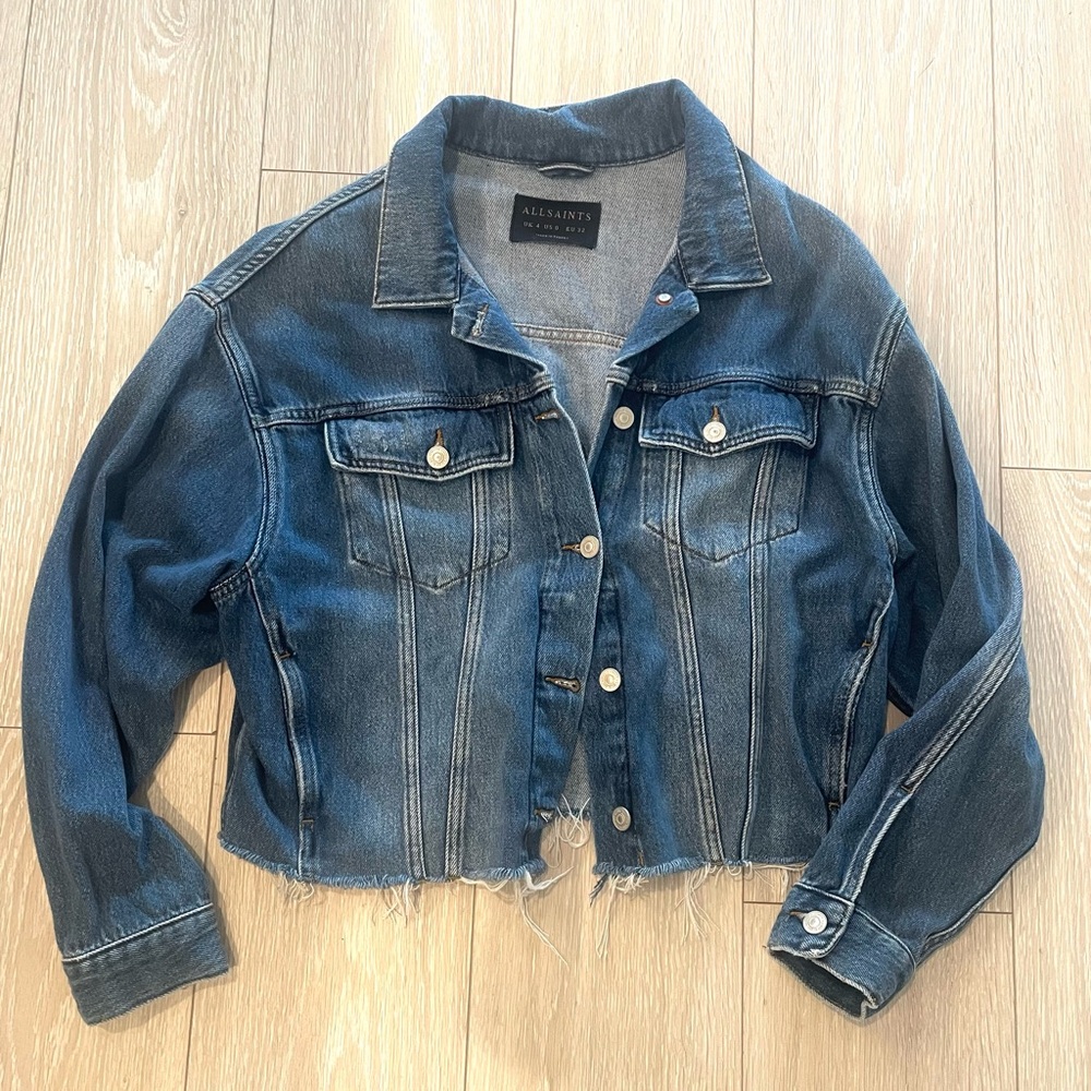All Saints Women's Blue Jean Denim Jacket - Picture 3 of 9